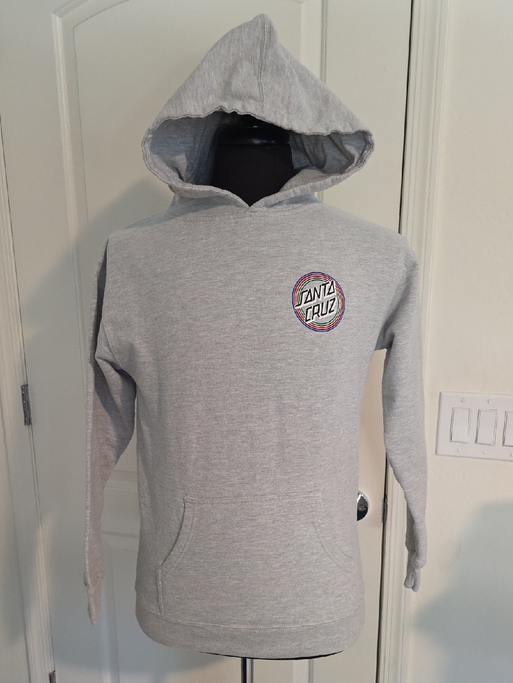 Santa Cruz Skateboards Light Gray Hooded Pullover with Chest Logo